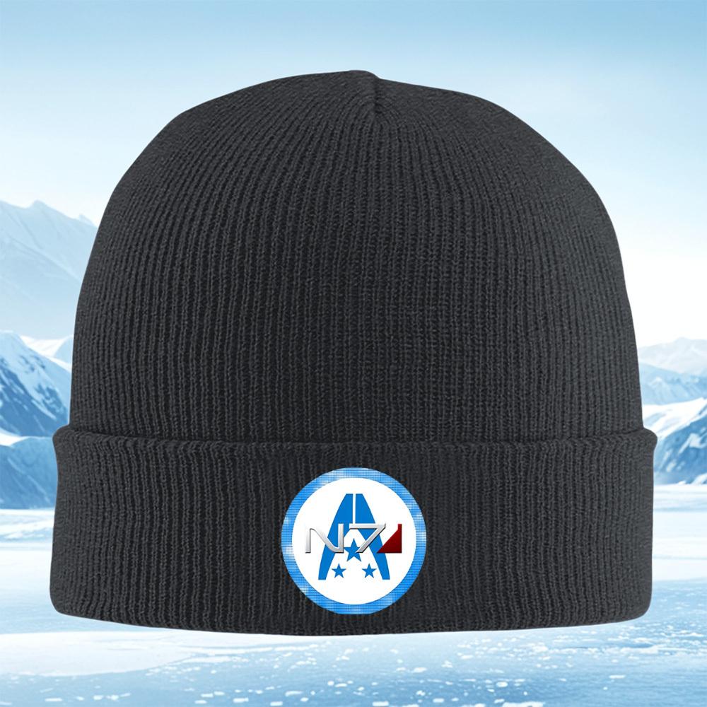 Blue A Symbol Stars Red Square N7 Men Women Unisex Knitted Hat Beanie Pullover Cap Winter Thermal Warm Christmas Outdoor Cycling