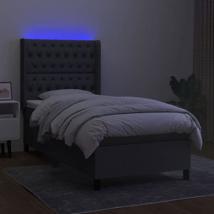 VidaXL Slat Bed Base with Mattress and LED, Upholstered Bed, Single Bed, Adult Bed for Interior Bedroom, 3138518