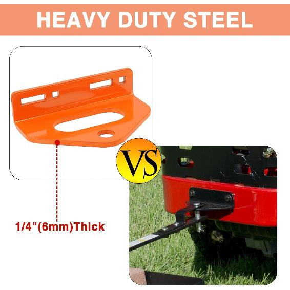 Zero Turn Mower Trailer Tow Hitch 1/4"(6mm) - Heavy Duty Lawn Mower Trailer Hitch 3/4" Hole Center with 2 Types Carriage Bolt Orange