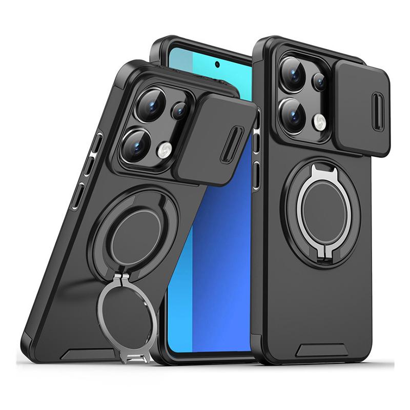 Rotating Folding Stand Matte Case For Xiaomi 14T Magnetic Armor Phone Case For Xiaomi 14T 14 T Pro Slide Camera Protection Cover