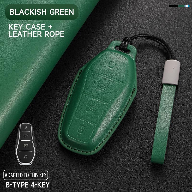 Leather Car Key Cover Case Protection Shell Keychain for BYD Tang EV600 Han EV Yuan ATTO 3 Song PLUS Pro MAX DMI Qin Dolphin