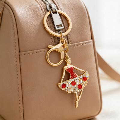Brelok do kluczy z cyrkoniami Baletnica Błyszczący Brelok Baletnica dla Kobiet Dziewcząt Elegancki Akcesorium do Samochodu Zawieszka do Torebki Romantyczny Prezent dla Tancerzy