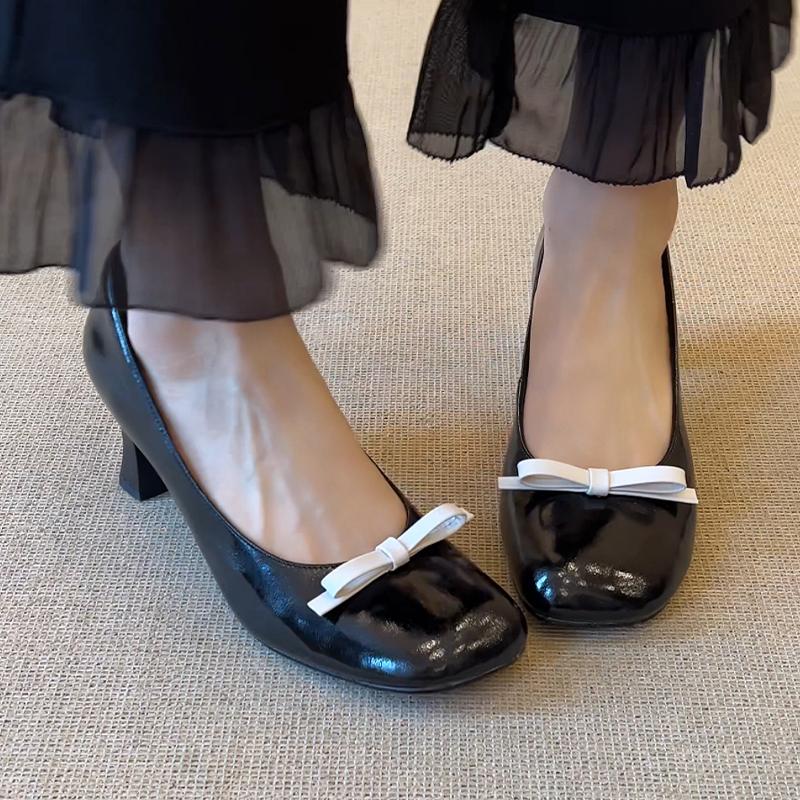 Fashion High Heels Women Mary Jance Shoes Shallow Bow Dress Luxury Shoes Fashion Elegant Pumps 2025 Autumn Designer Sexy Chaussure Femme