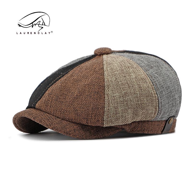Men's Octagonal Beret: Spring/Summer Linen-Like Duckbill Cap, Retro Casual Unisex Hat