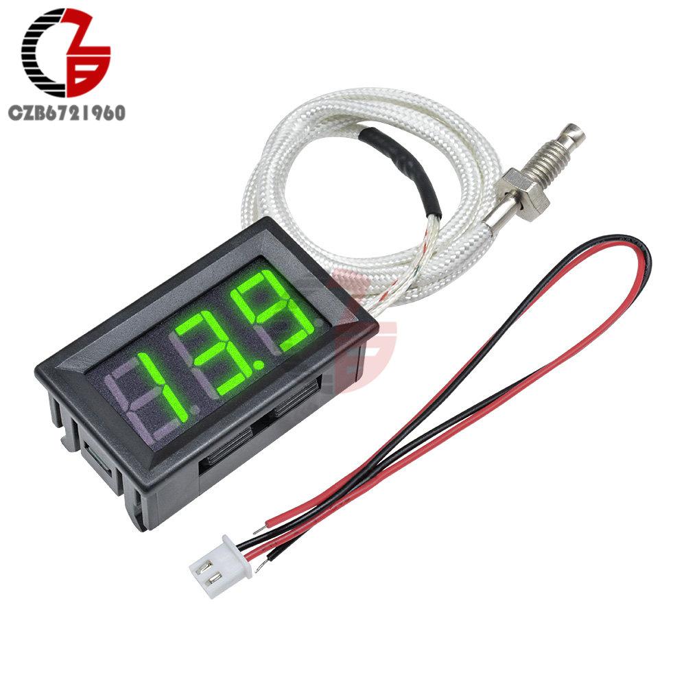 -30~800 Degree LED Digital Thermometer DC 12V Temperature Meter M6 K-Type Thermocouple Pyrometer Thermal Detector Tester Monitor