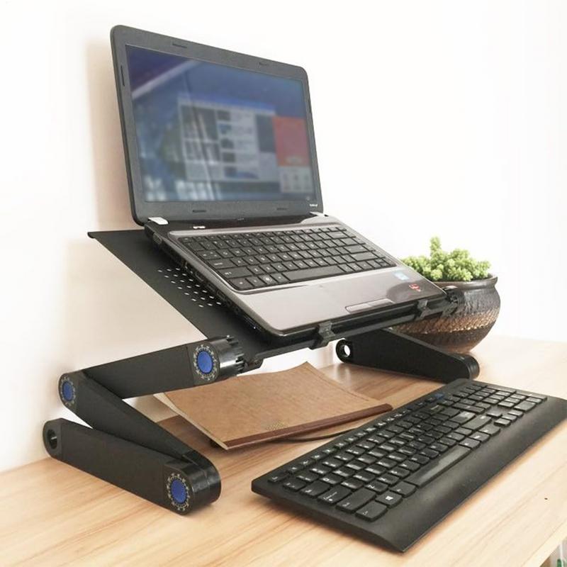 Portable Adjustable Laptop Desk Stand Cooler Fan Ergonomic Lapdesk For Bed Sofa PC Notebook Table Desk With Mouses Pad