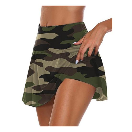 Damska, jednokolorowa, dwuwarstwowa, dwuwarstwowa, sztuczna spódnica z dwuczęściowymi spodenkami sportowymi