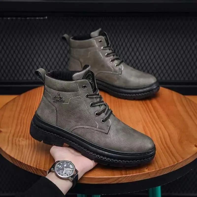 Fashion Trendy 2025 Male Shoes Leather Men's Boots Warm Winter Waterproof High Quality Classic Fashion Footwear Low Price Offers Cheap