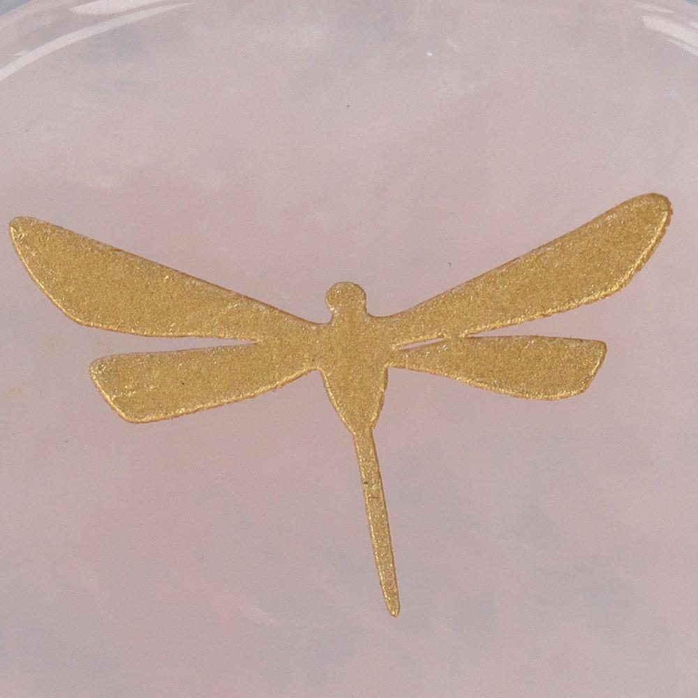 Carved Dragonfly Worry Stone Gold Balance Stone Hardwearing Palm Stone For Meditation розовый