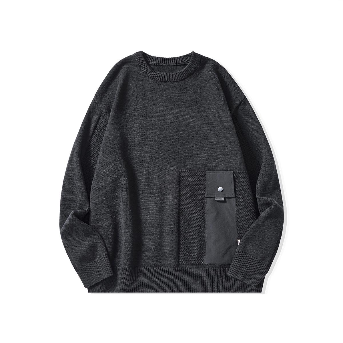 

2024 Men s American Retro Heavyweight Knit Sweater – Loose, Thick, Round Neck Style S (100-115 jin) чорний