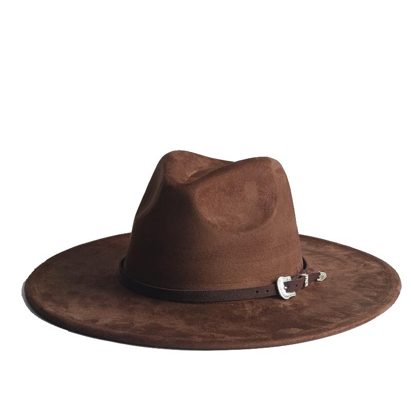 Classic Camel Suede Hat Wide Brim  New Fedora Hat Men Women Autumn Winter Felt Hats Classic Church Fedoras Chapeau Sombrer