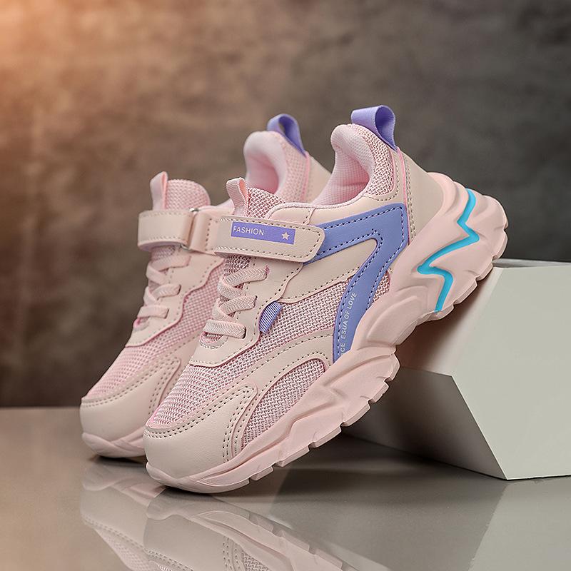 2025 spring new mesh breathable boys' shoes medium and large children's soft sole light primary school running children's sports shoes