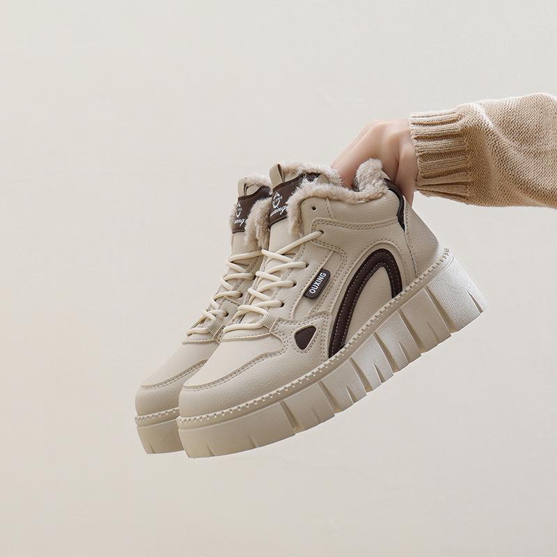 

Женские повседневные зимние ботинки, нескользящие ботинки на шнуровке, массивная платформа, ботильоны с подкладкой из искусственного меха, зимние теплые короткие ботинки, кроссовки для женщин 40