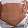 Wasserdichte Taillenketten für Damen 14K vergoldet EDELSTAHL Mehrlagig Kubanische Perle Satellitenperlen Bauchgurt Körperschmuck
