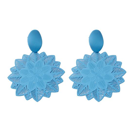 

1 пара серег-гвоздиков с преувеличенным темпераментом, тонкие, готические, изысканные, неаллергенные, в стиле ретро, ​​с полыми цветками в виде капель синий