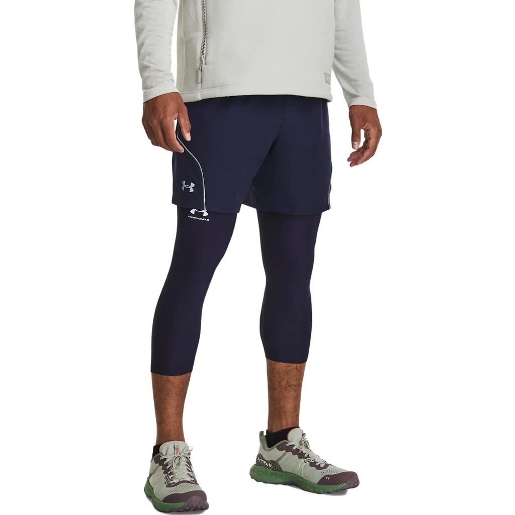 Under Armour Anywhere American Vintage Logo Print Elastic Waist Casual Shorts Men Shorts Midnight-Deep-Blue 1380414-410