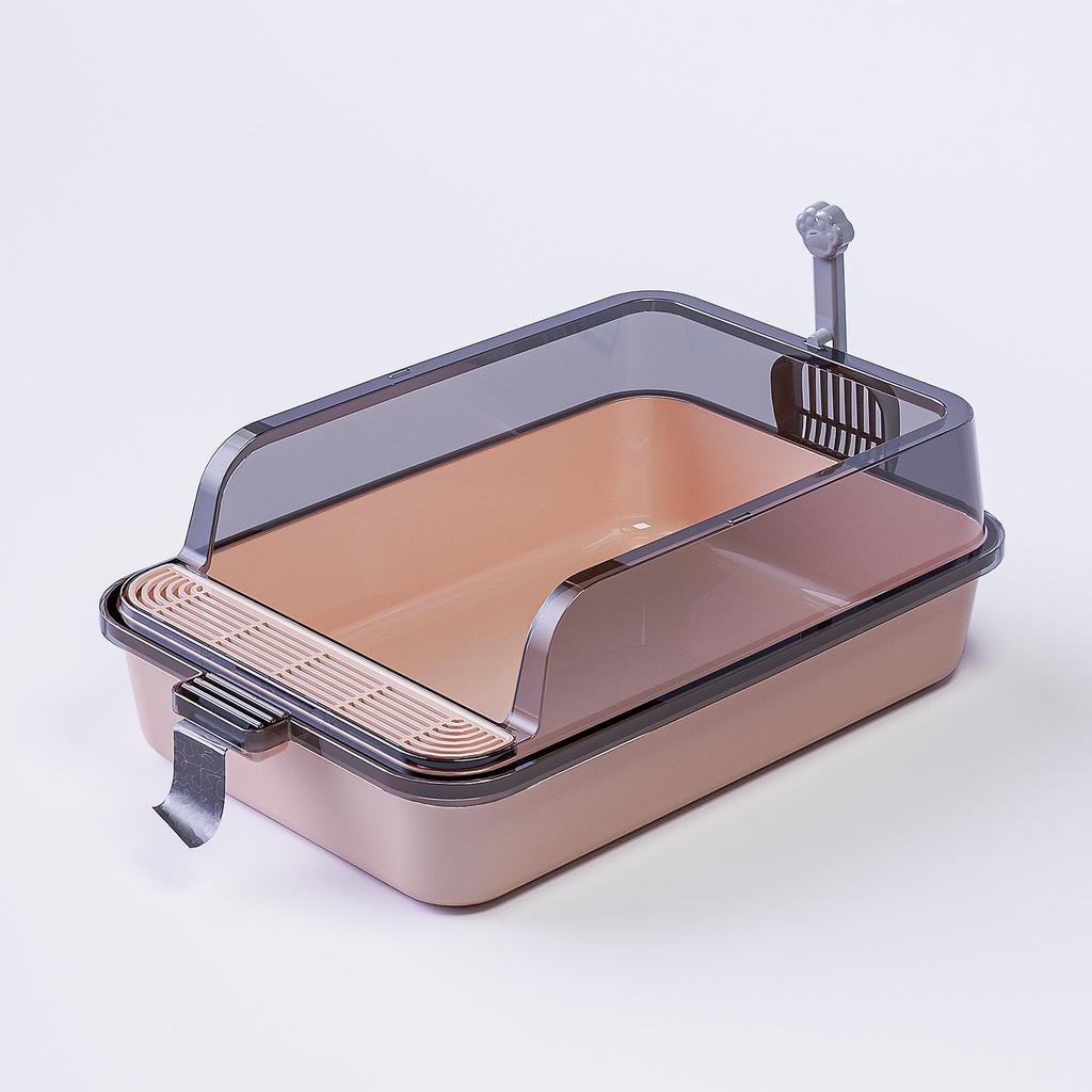 Extra Large Dust-Free Semi-Enclosed Cat Litter Box with Anti-Splash Design