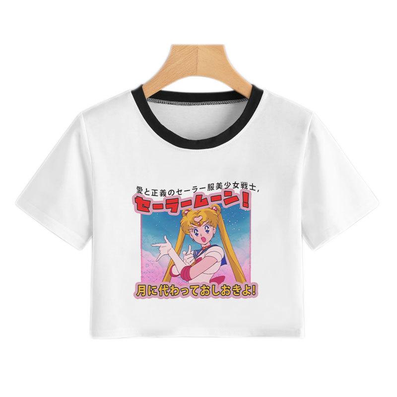 Sailor Moon Sailor Moon Cold Moon T-Shirt New Short T-Shirt Women'S Sexy Navel Shirt