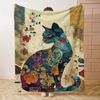 Cute Cozy Cat Theme Blanket Soft Lightweight Warm All Seasons Throw for Bed Sofa Office Camping Travel Gift