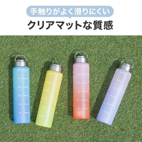 Atlas Water Bottle, 1000ml (1 Liter), Direct Drinking, with Measuring Tape, Time Marker, Handle, Lightweight, Easy to Clean, Wide Mouth, Large Capacit