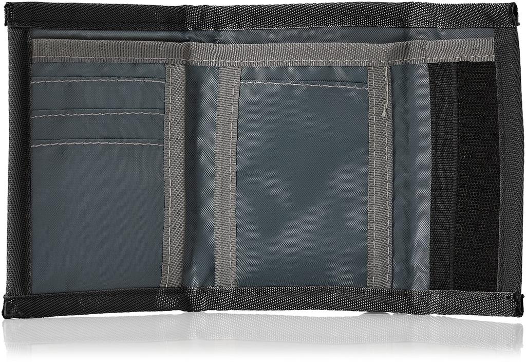 Outdoor Products Dreifach-Geldbörse mit Klettverschluss, Scheinfach, Münzfach, Kartenfächer, Leicht, Polyester, Schwarz, für Damen und Herren