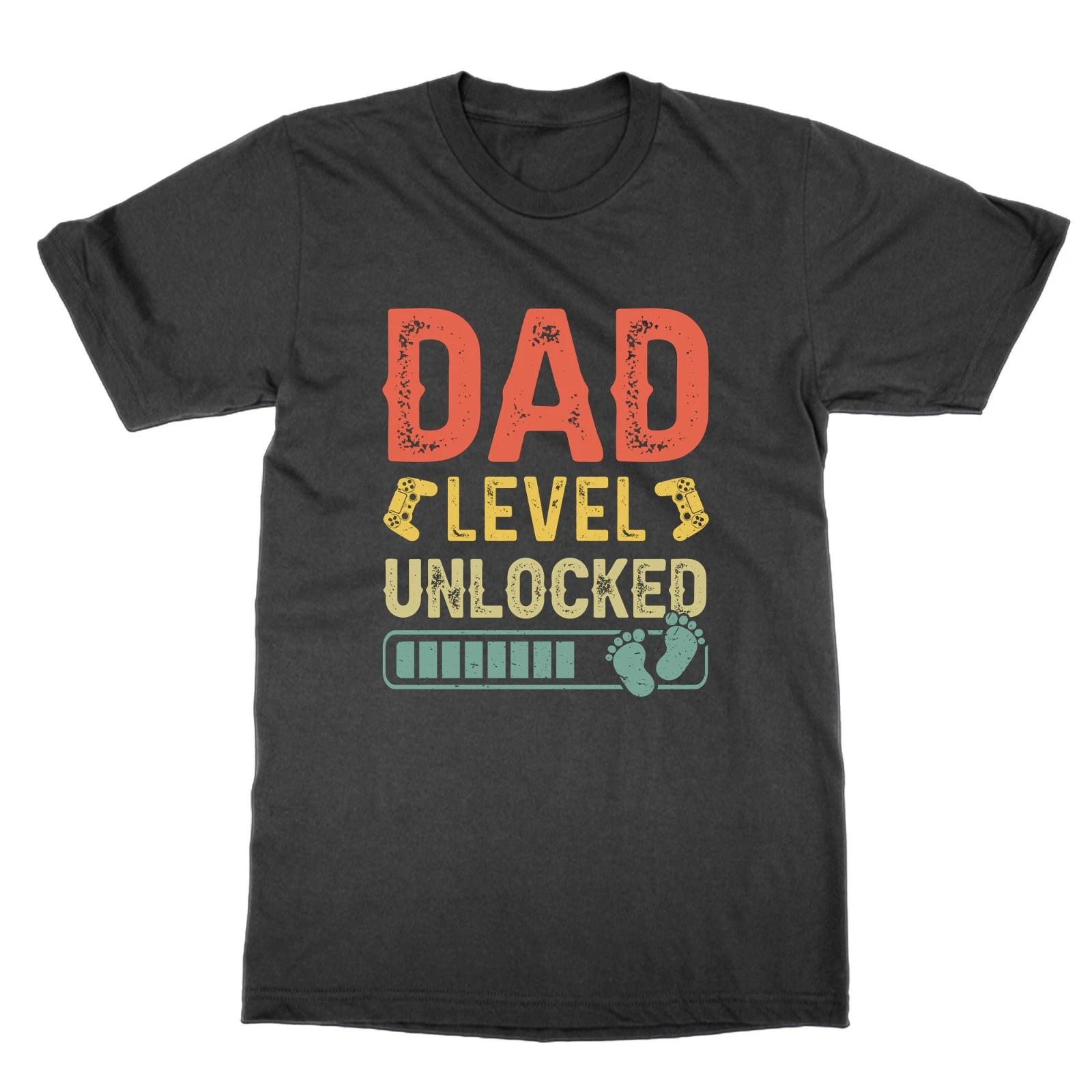 Dad Level Unlocked t-shirt new dad gamer christening present gender reveal gift S