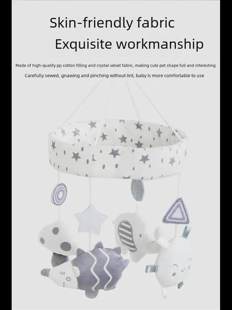 Musical Rotating Baby Mobile - Soothing Bedside Hanging Toy with Soft Doll Pendants