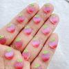 50pcs pink 3D Strawberry Cute Nail Charms Flatback Resin Rhinestone Gems Red Strawberry Designs Nail Decoration Jewelry
