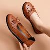 2025 Sandals Soft Sole Leather Shoes Anti Slip Middle and Old Age Hole Shoes Women's Flat Sole Anti Slip Hollow Breathable