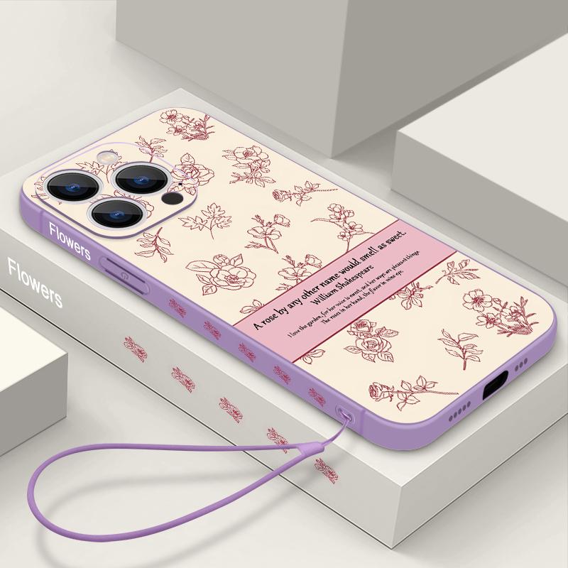 

Розовый цветочный узор противоударный чехол для iPhone 16 Pro Max 15 14 13 12 Pro 11 XR XS 8 7 цветочный матовый мягкий TPU ремешок защита объектива тонкий чехол для телефона iPhone 16 чёрный