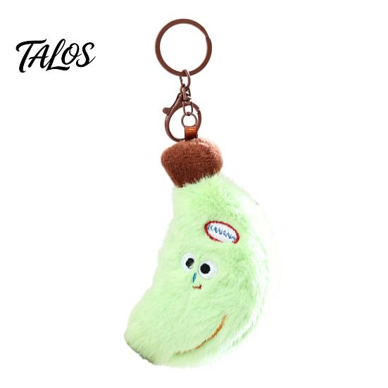 Macaron Color Banana Decor Cute Plush Keychain, Soft Stuffed Fruit Pendant Cartoon Doll with Embroidered Face, Bag Charm for Backpack Key Ring