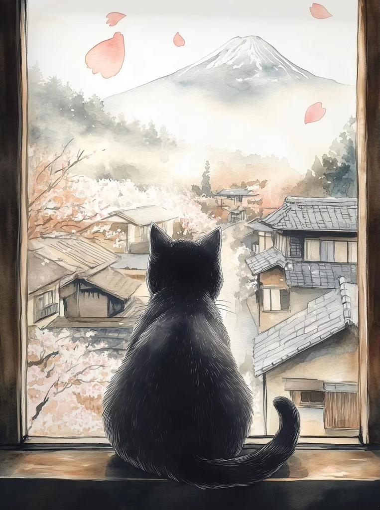 Japanese Black Cat Bathing Moon Lucky Cat Cartoon Illustration Retro Diamond Paintings Wall Art Pictures Home Decor Gift