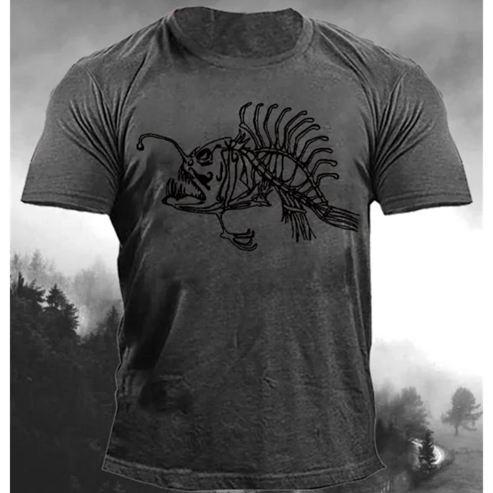 Summer Round Neck 3D Print Fish Pattern Top Fashionable Casual Short Sleeved Men's T-shirts