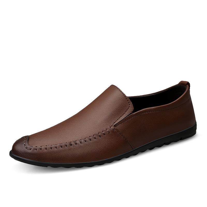 Store størrelser Vår/Sommer Latsabbsko Herresko Fritidssko i lær Sko Myk overflate og myk såle Britiske herresko Slip-on
