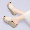 Cool slippers women wear thick-soled soft-soled mother's new summer flat-soled high heels wedge-heeled leather sandals