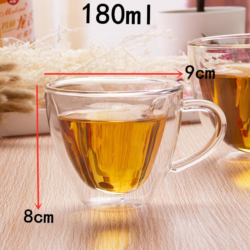 

180ml Heart Love Shaped Glass Mug Couple Cups Double Glass Cup Heat-Resisting Wine Glasses/Tea/Milk Coffee Cup Cocktail Tool 180ml