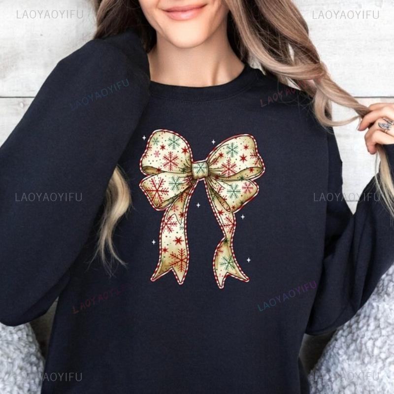 Christmas Coquette Bow Sweatshirt Merry Christmas Hoodie Tis The Season Hoodie Cozy Women Apparel Xmas Party Women Winter Outfit
