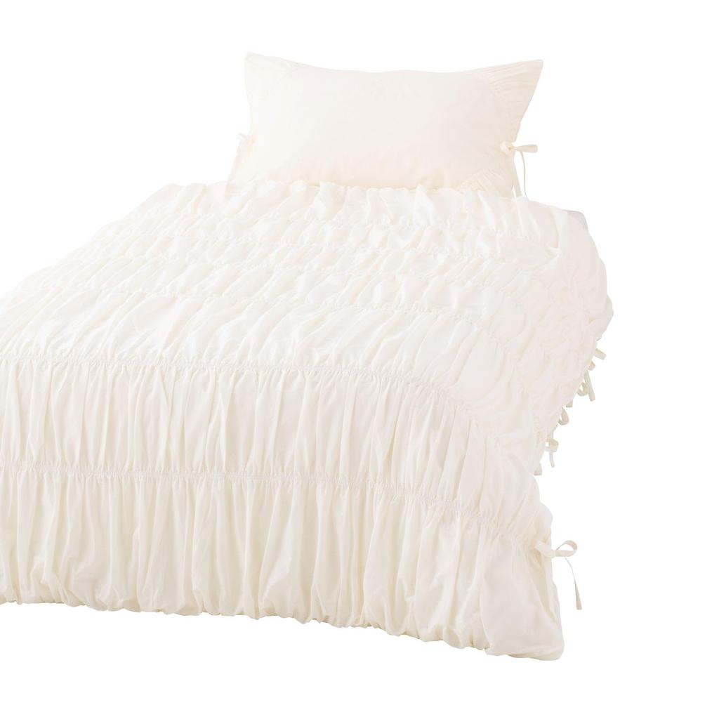 Francfranc Gathered Ribbon Duvet Cover Single Ivory