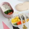 Eco-Friendly PP Oval Lunch Box With Cutlery Set 800ml Dual-Compartment Bento Students Office Workers