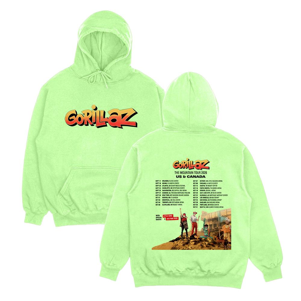 Gorillazs The Mountain Tour 2026 Hoodie Rock Music Y2k Clothes Fashion Long Sleeve Sweatshirt Men Women Retro Graphic Streetwear