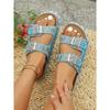New Summer Rhinestone Platform Slippers - Women’s Plus Size Belt Buckle Slides for Outdoor Wear