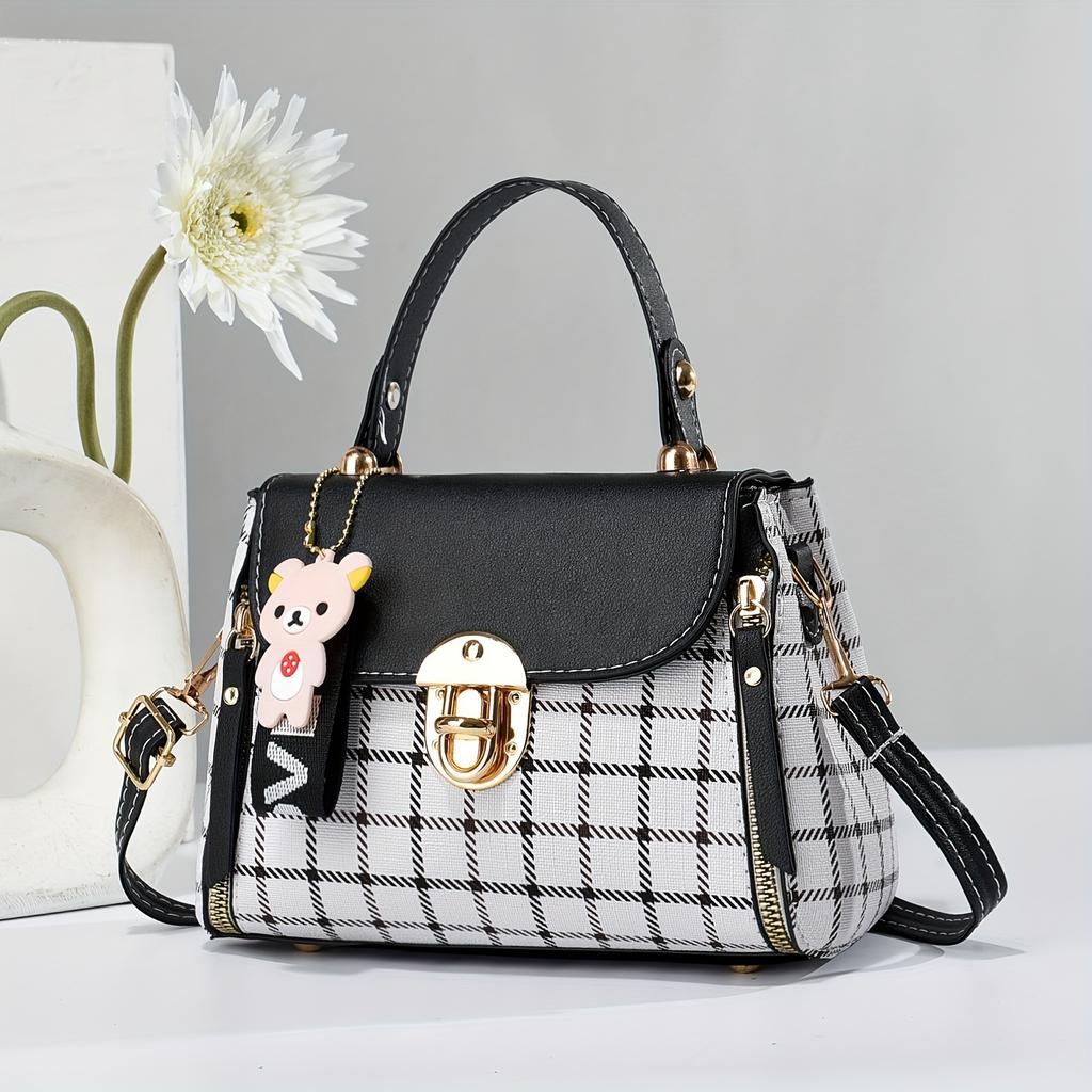 Small Purses And Handbags For Women Fashion Crossbody Bag Lightweight Shoulder Bag, Plaid Pattern Satchel