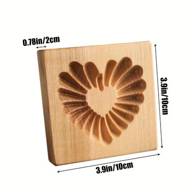 3D Wooden Cookie Cutter Moulds for DIY Baking with Heart & Flower Patterns for Baking Fondant Cake Biscuit Holiday Bakers