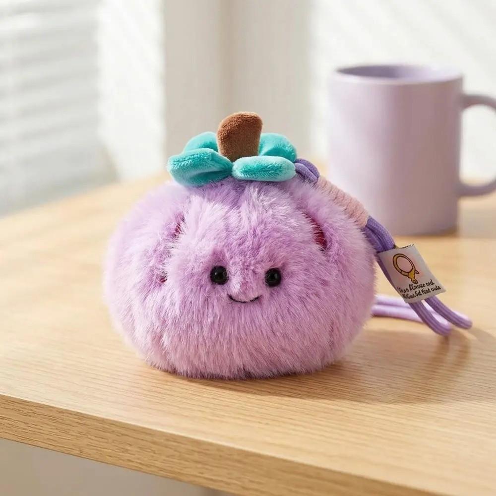Soft Filled Orange Plush Keychain Furry Texture Simulation Food Toy Backpack Decor