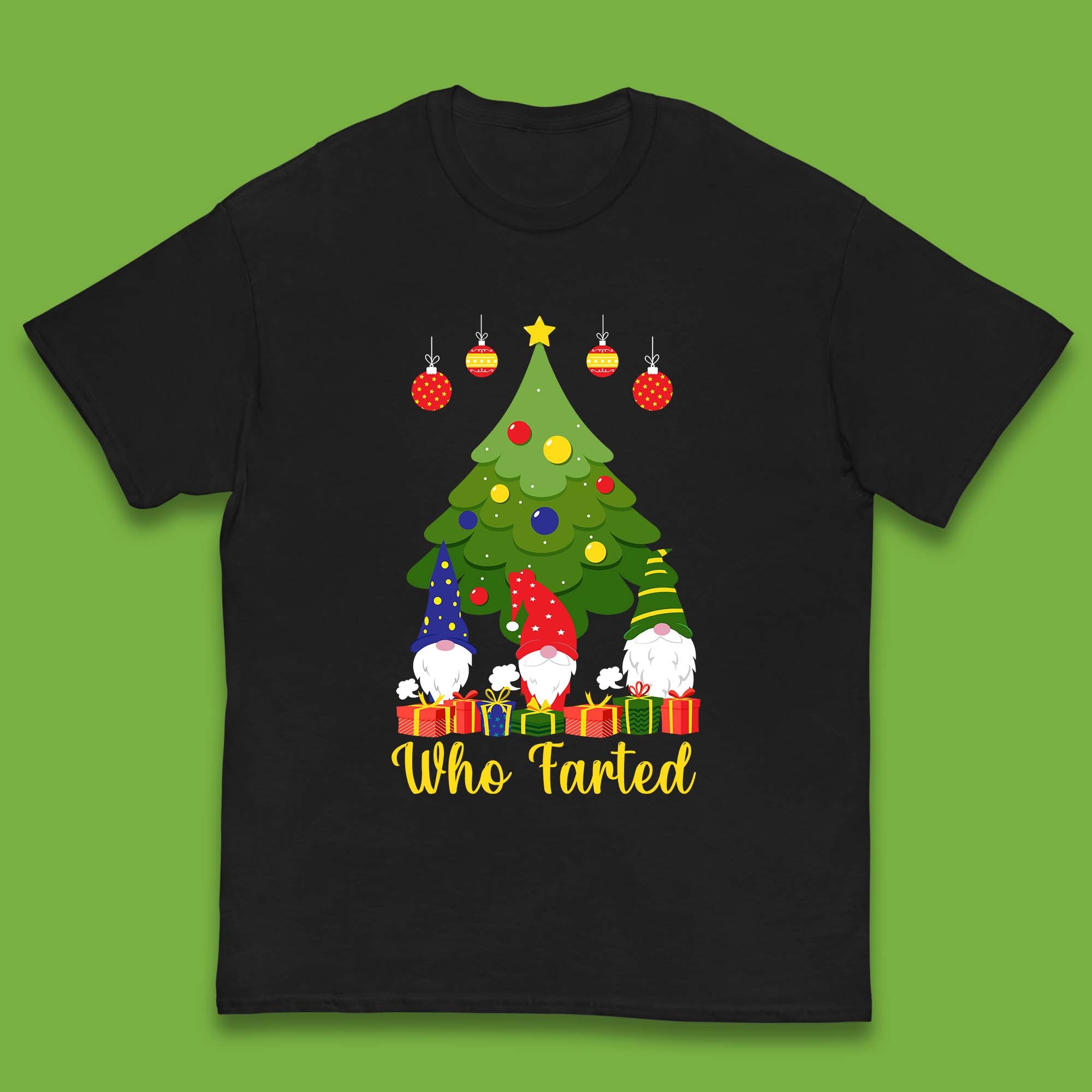 

Christmas Kids T Shirt Who Farted Christmas Gnomes Funny Top 110