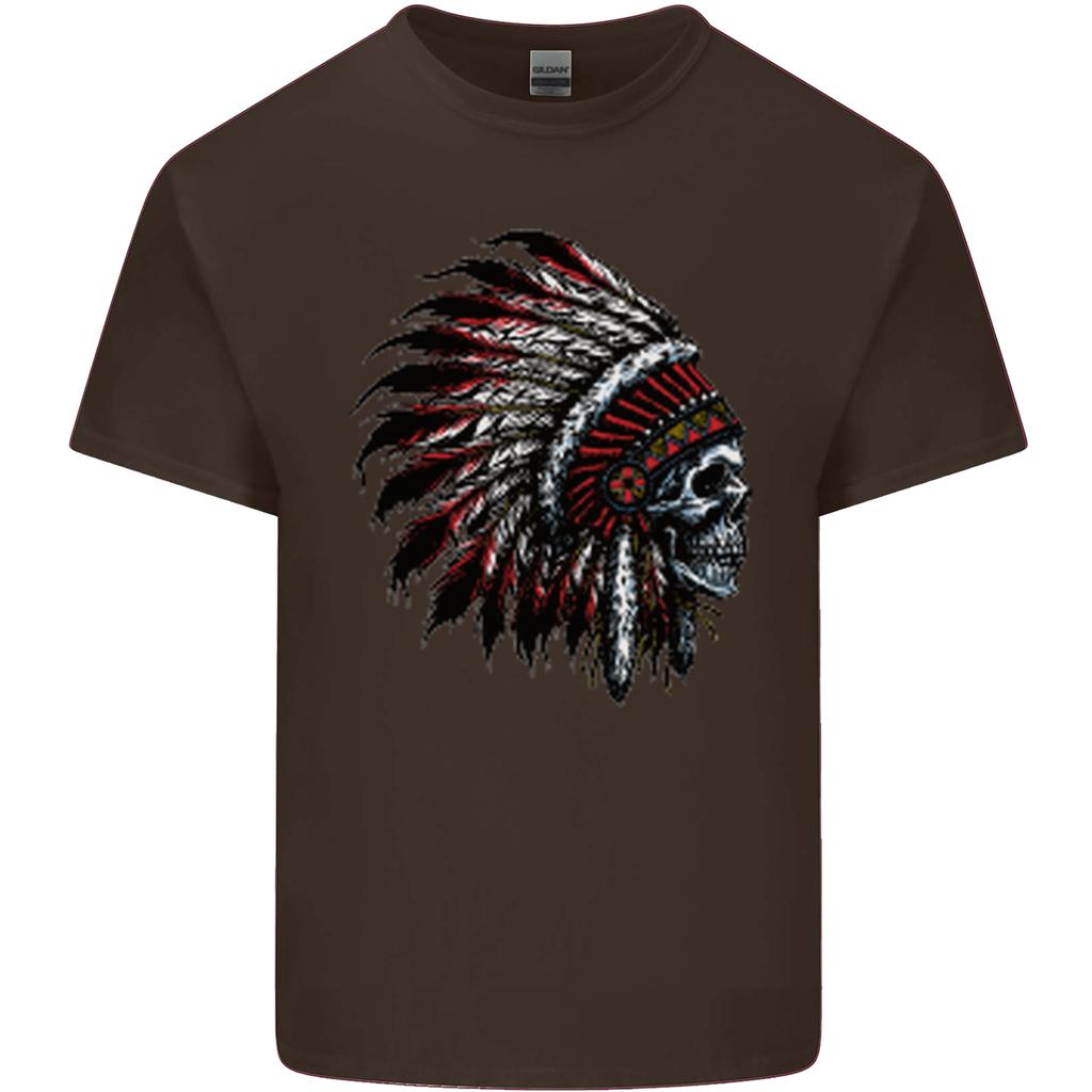 Indian Skull Headdress Biker Motorcycle Unisexs Light Cotton TShirt