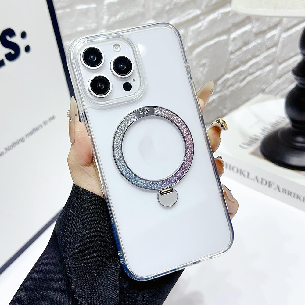 

Для iPhone 16 Pro Max Чехол Совместимый с MagSafe ТПУ+ПК Подставка Прозрачная Накладка для Телефона Gradient Color