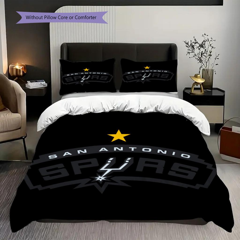 San Antonio Spurs Vivace Spirito di Squadra Set da Tre Pezzi(1 * copripiumino + 2 * federa, senza nucleo)Set biancheria da letto Morbido e confortevole