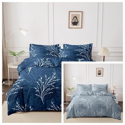 Kuup Queen Size Matte Bettbezug mit Blumen-Zweig-Design Hochwertiges Hautfreundliches Farbige Bettwäsche-Set Steppdeckenbezug