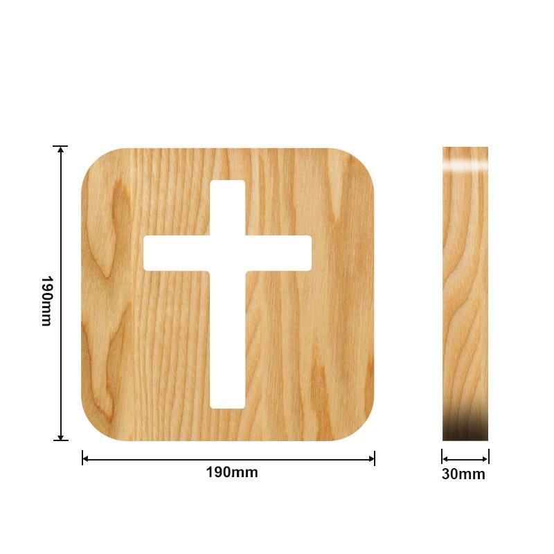 New Creative 3D Wooden Night Light Cross Solid Wood Pine Craft Table Lamp